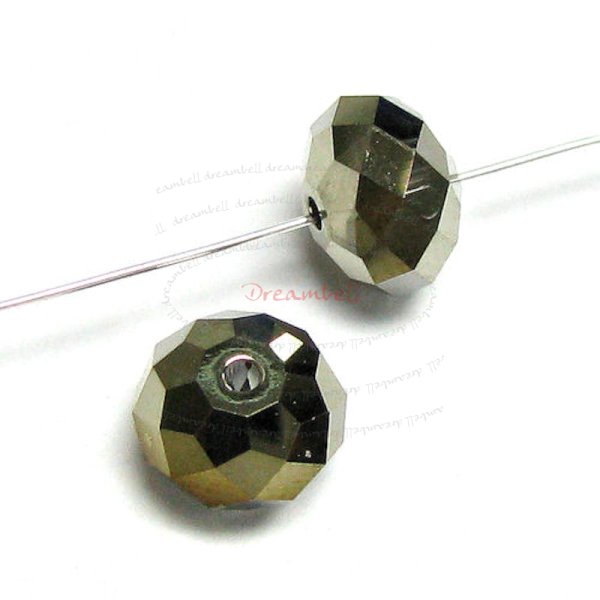 6x Swarovski Crystal Elements 5040 Briolette Bead Rondelle Spacer Metallic Light Gold AB 2x 6mm