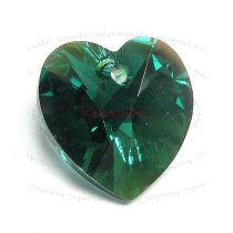 2 Swarovski Crystal Xilion Heart Charm pendant Emerald AB 14mm 6228