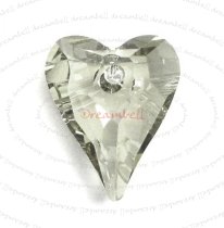 2x Swarovski Crystal 6240 Wild Heart Charm Pendant Silver Shade 12mm