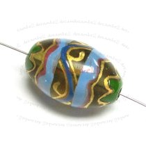 2x Handprint glass bead Gold Topaz Oval Focal Bead15mm