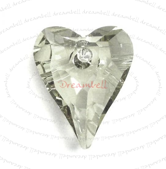 1x Swarovski Crystal 6240 Wild Heart Charm Pendant Silver Shade 27mm