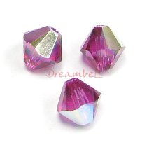 12x Swarovski Elements Xilion Crystal 5328 Fuchsia AB 8mm.