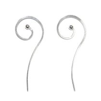 2x Sterling Silver Coil Dot Ball Earwire French Hook 40mm