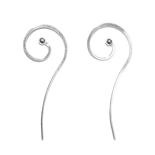 2x Sterling Silver Coil Dot Ball Earwire French Hook 40mm