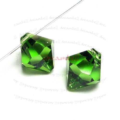 6x Swarovski crystal 6301 Top Drill Bicone Fern Green 8mm