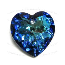 1x SWAROVSKI 6215 Bermuda Blue HEART CRYSTAL PENDANT 18mm