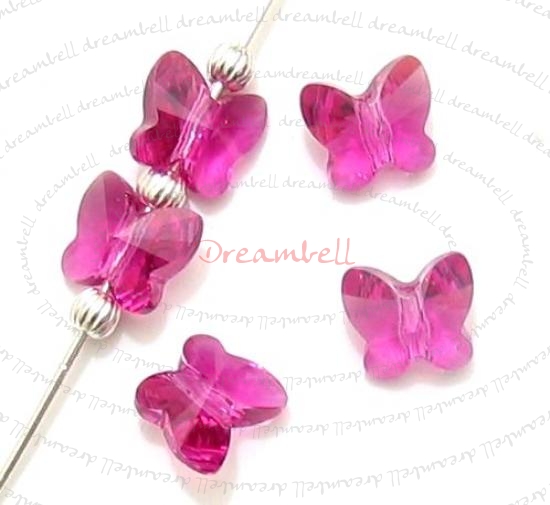 6x Swarovski Elements Crystal 5754 Butterfly Beads 6mm Fuchsia