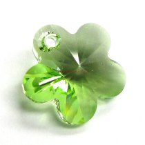 2x Swarovski Elements Crystal 6744 Flower Charm Bead 14mm Peridot