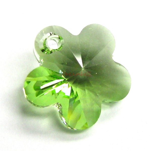 2x Swarovski Elements Crystal 6744 Flower Charm Bead 14mm Peridot
