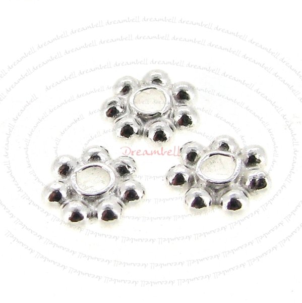 20x Bright Sterling Silver DAISY Round SPACER Bead 4mm