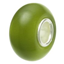 Sterling Silver ROUND Light Green CAT EYE Bead for European Charm Bracelets