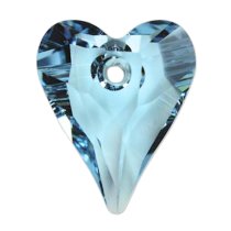 1x Swarovski Crystal 6240 Wild Heart Charm Pendant Aquamarine 17mm