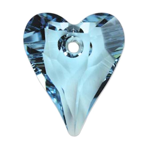 1x Swarovski Crystal 6240 Wild Heart Charm Pendant Aquamarine 17mm