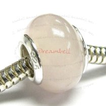1x Sterling Silver Rose Quartz Bead for European Charm Bracelets