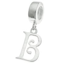 1x Sterling Silver Letter Initial B Dangle Bead for European Charm Bracelets