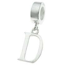 1x Sterling Silver Letter Initial D Dangle Bead for European Charm Bracelets