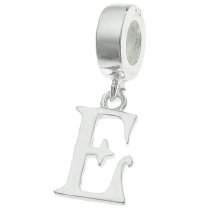 1x Sterling Silver Letter Initial E Dangle Bead for European Charm Bracelets