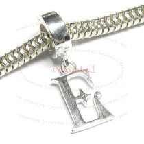 1x Sterling Silver Letter Initial E Dangle Bead for European Charm Bracelets