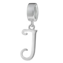 1x Sterling Silver Letter Initial J Dangle Bead for European Charm Bracelets