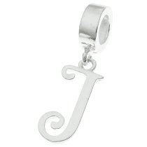 1x Sterling Silver Letter Initial J Dangle Bead for European Charm Bracelets