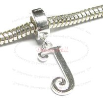 1x Sterling Silver Letter Initial J Dangle Bead for European Charm Bracelets