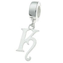 1x Sterling Silver Letter Initial K Dangle Bead for European Charm Bracelets