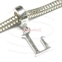 1x Sterling Silver Letter Initial L Dangle Bead for European Charm Bracelets