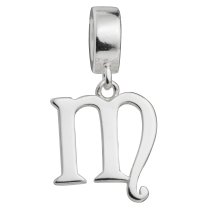 1x Sterling Silver Letter Initial M Dangle Bead for European Charm Bracelets