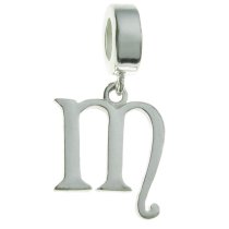 1x Sterling Silver Letter Initial M Dangle Bead for European Charm Bracelets