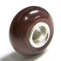 Sterling Silver ROUND Dark Purple CAT EYE Bead for European Charm Bracelets