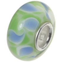 Sterling Silver Green Grass Murano Glass Bead for European Charm Bracelets