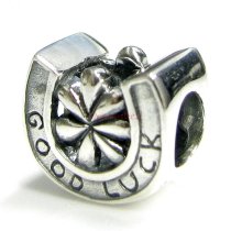 Sterling silver Good Luck Horseshoe Flower Bead for European Charm Bracelets