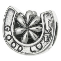 Sterling silver Good Luck Horseshoe Flower Bead for European Charm Bracelets