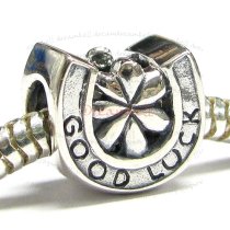 Sterling silver Good Luck Horseshoe Flower Bead for European Charm Bracelets