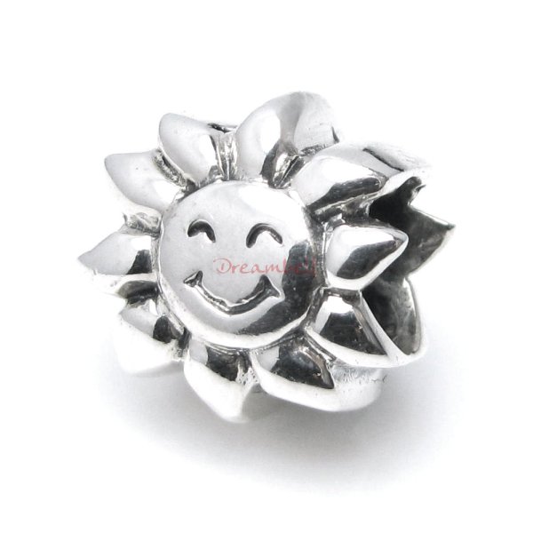 Sterling silver Smile Sunflower Sun Bead for European Charm Bracelets