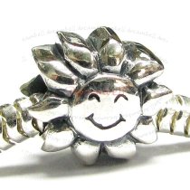 Sterling silver Smile Sunflower Sun Bead for European Charm Bracelets