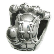 Sterling silver Baseball Mitt Glove Bead for European Charm Bracelets
