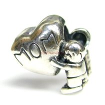 Sterling silver Child Love Mom Heart Bead for European Charm Bracelets