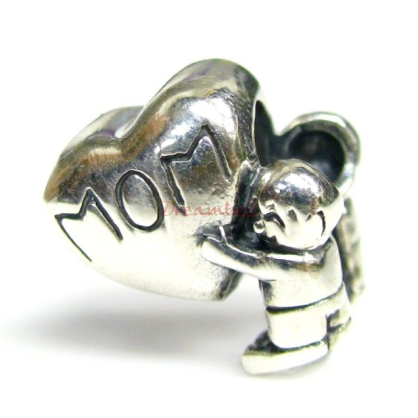 Sterling silver Child Love Mom Heart Bead for European Charm Bracelets