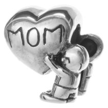 Sterling silver Child Love Mom Heart Bead for European Charm Bracelets