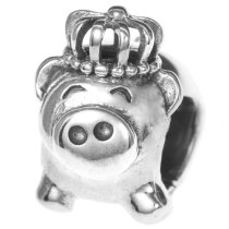 Sterling silver Cute Pig King Bead for European Charm Bracelets