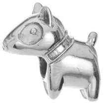 Sterling silver Cute Pitbull Dog Bead for European Charm Bracelets