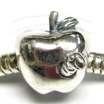 Sterling silver Apple Worm Bead for European Charm Bracelets