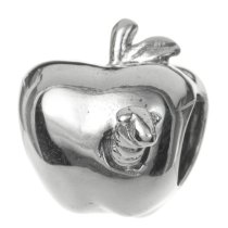 Sterling silver Apple Worm Bead for European Charm Bracelets