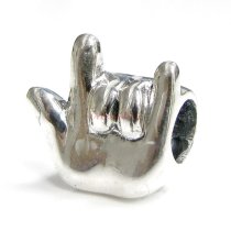 Sterling silver I Love You Hand Sign Bead for European Charm Bracelets