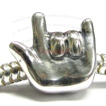 Sterling silver I Love You Hand Sign Bead for European Charm Bracelets