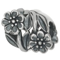 Sterling Silver Flower Leaves Bead for European Charm Bracelets