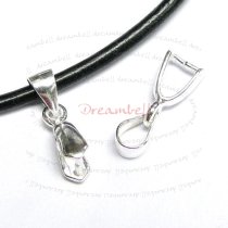 2x STERLING SILVER Bail Pinch In Pendant Clasp Connector Slide