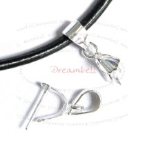 2x STERLING SILVER Bail Pinch Pendant Clasp Connector Slide