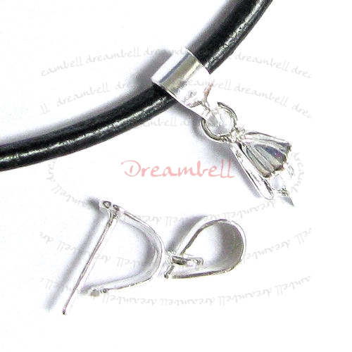 2x STERLING SILVER Bail Pinch Pendant Clasp Connector Slide